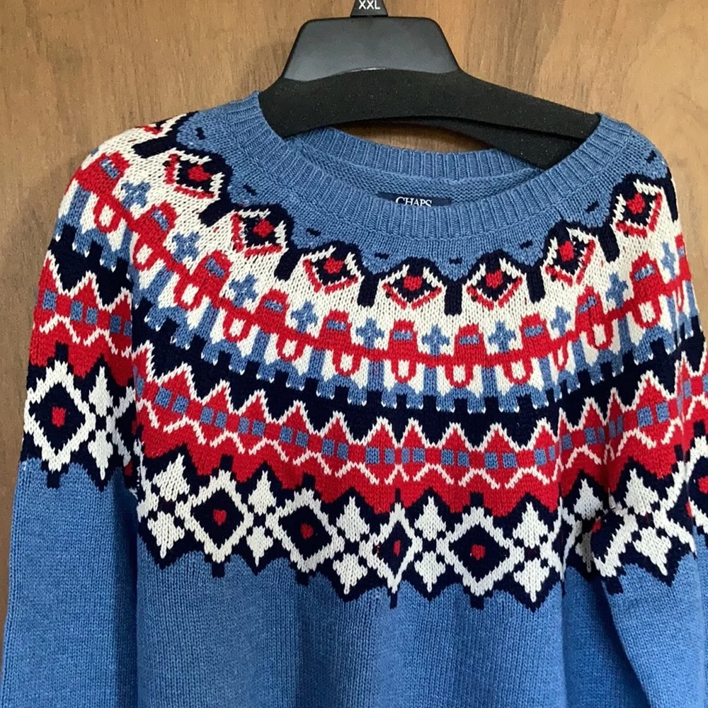 Chaps long sleeve sweater with fair isle like print L - Picture 5 of 14